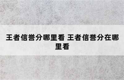 王者信誉分哪里看 王者信誉分在哪里看